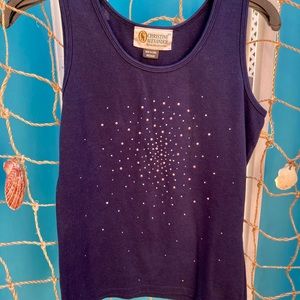 1990’s Navy Blue  Tank with Swarovski Crystals
